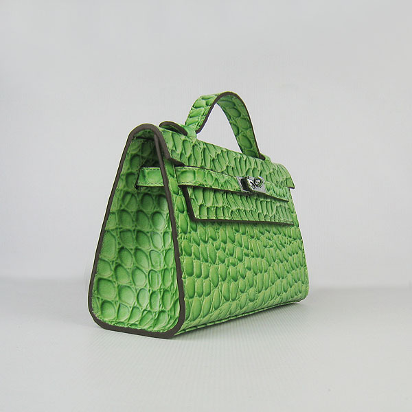 AAA Hermes Kelly 22 CM Stone Veins Leather Handbag Light Green H008 On Sale